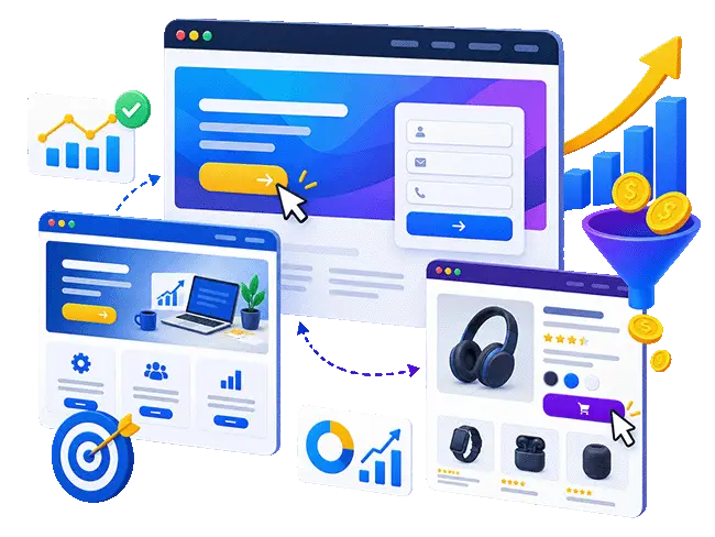 Collage de marketing digital y conversiones
